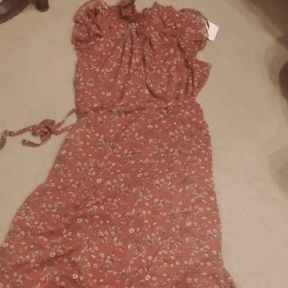 Nina Leonard Terracotta Floral Dress